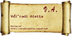Váradi Aletta névjegykártya