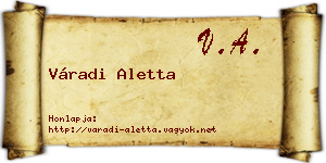 Váradi Aletta névjegykártya